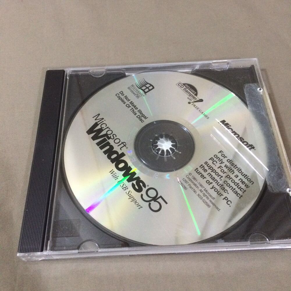 Microsoft Windows 95 OEM CD With USB Support Vintage Software Disc Only